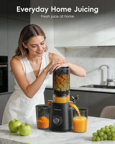 Miniatura 9 de FORLIM Exprimidor de prensa en frío de alto rendimiento, fácil de limpiar, potentes exprimidores con canal de alimentación grande para verduras