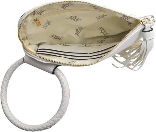 Miniatura 4 de NGIL Mini bolso de pulsera para mujer, mini bolso de cuero sintético con borla de flecos, cartera de pulsera para mujer