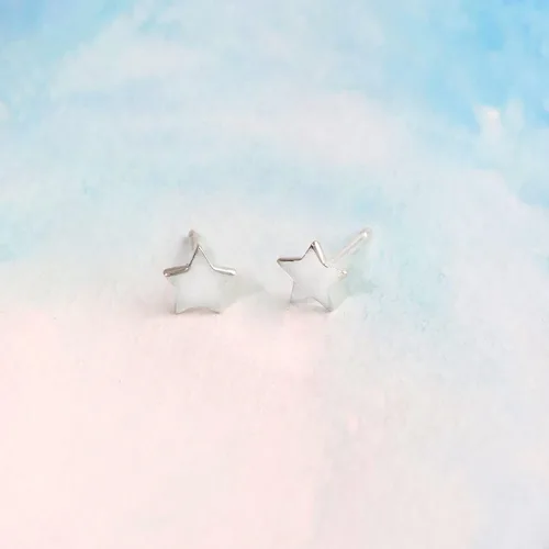 Miniatura 6 de Boma Pendientes de plata de ley con diseño de estrella, Plata de ley