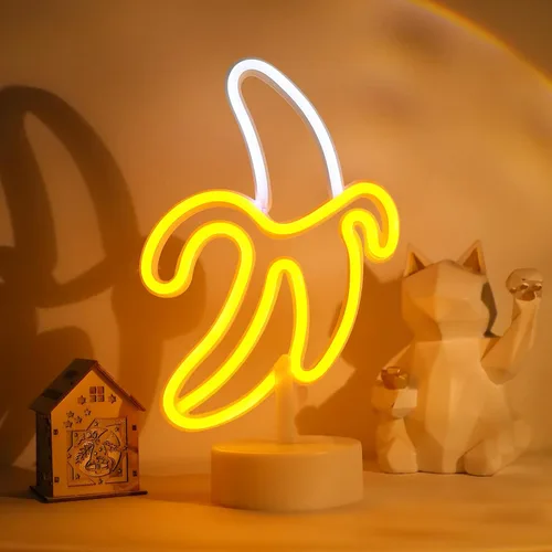 ENUOLI Letrero de neón de plátano, luz LED de plátano, letrero de neón para decoración de dormitorio, habitación de los niños, Navidad, cumpleaños,