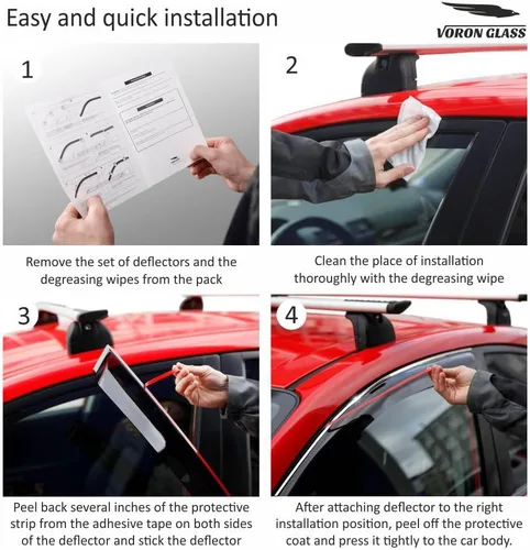 Miniatura 6 de Voron Glass - Cinta adhesiva de borde cromado, protectores de lluvia extra duraderos para Ford Edge 2015-2024, deflectores de ventana, viseras