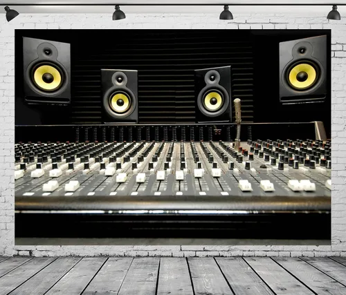 Miniatura 5 de BELECO Telón de fondo de altavoz de música de tela de 5 x 3 pies para fotografía, consola de mezcla, altavoz Boombox, estudio de grabación, fondo