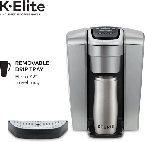 Miniatura 4 de Keurig K-Elite - Cafetera de cápsulas K-Cup de una sola porción, plata cepillada y taza de viaje para cafetera de cápsulas K-Cup, 1 unidad