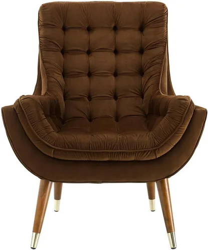 Miniatura 4 de Modway EEI-3001-BRN - Silla de salón tapizada de terciopelo con botones, color marrón