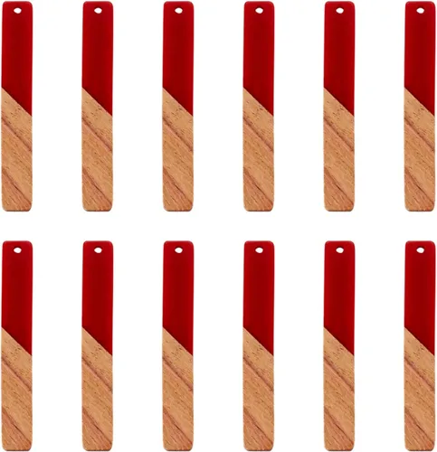 Miniatura 30 de Pendientes de hoja de madera de resina encantos pendientes de madera en blanco