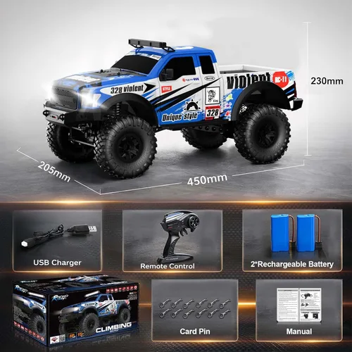 Miniatura 6 de RC Cars RC Crawler Escala 1/10 RTR Coche de Control Remoto 4WD 2.4GHz con Motor con Escobillas Todoterreno Racing Grado Hobby Modelo de Vehículo