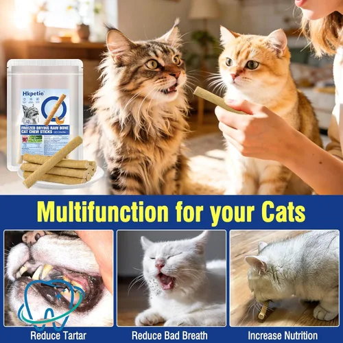 Miniatura 9 de Palitos de masticación para gatos liofilizados de 1.06 oz, sabor a pollo, golosinas dentales para gatos para refrescar el aliento y reducir