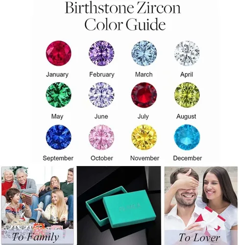 Miniatura 7 de AILAAILA Anillos de piedra natal, tamaño 1-10, circonita cúbica, acero inoxidable, cumpleaños, madre, hija, regalos para niñas y mujeres, Metal