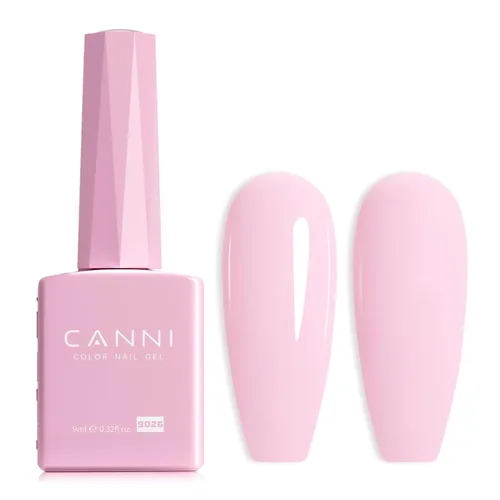 CANNI - Esmalte de uñas de gel rosa claro - 1 unidad de 0.5 onzas, color rosa bebé, color rosa pálido de alto brillo, esmalte de uñas con remojo UV,