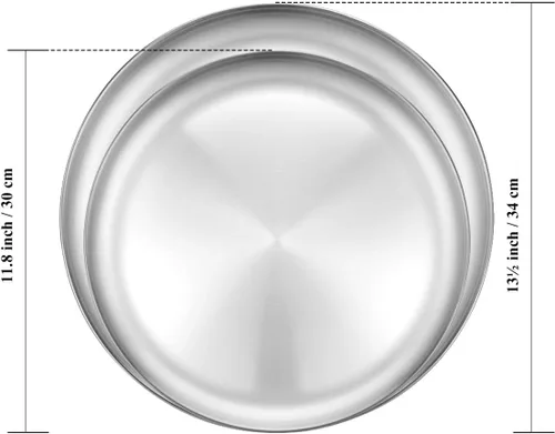 Miniatura 2 de Deedro Bandeja de pizza para hornear pizza, bandeja redonda de acero inoxidable, bandeja para hornear pizza de alta resistencia para horno, bandeja