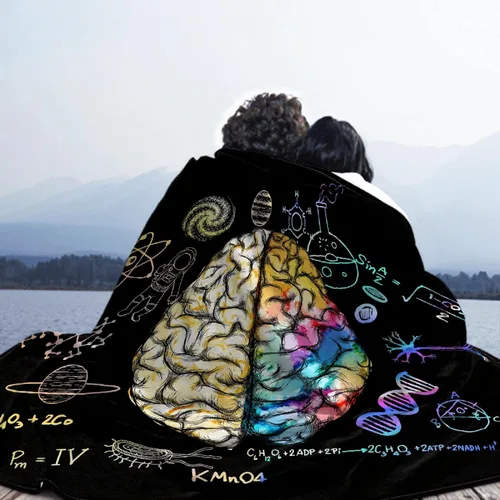 Miniatura 6 de Manta suave y divertida de ciencia y arte del cerebro colorida, manta mullida para niños, niñas y mascotas (40 x 30 pulgadas)