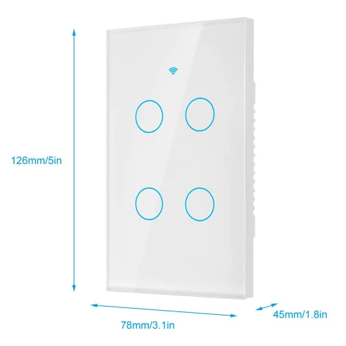 Miniatura 9 de Interruptor inteligente de 4 vías Interruptor de control de luz de pared, interruptor de control remoto, interruptor de control por voz, círculo