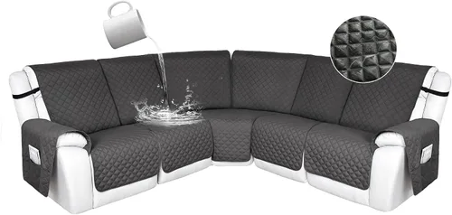 Miniatura 41 de HDCAXKJ Fundas de sofá seccional reclinable 100% impermeable, forma de L, funda de sofá reclinable lavable acolchada suave para mascotas, perro