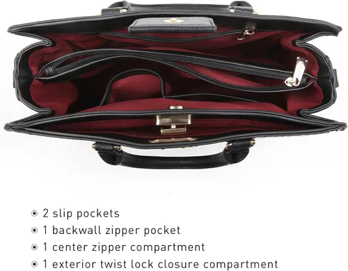 Miniatura 5 de Dasein Bolsos de Mano para Mujeres Carteras Bolsos de Trabajo para Damas Cartera Satchel Tote con Asa Superior Bolsos de Hombro con Clutch a Juego
