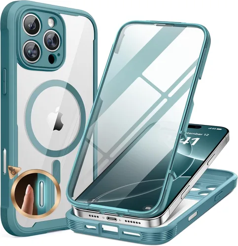 Miniatura 65 de Miracase Funda para iPhone 13 de 6.1 pulgadas, [sin burbujas] funda de teléfono de cuerpo completo con pantalla de vidrio completa integrada, sin