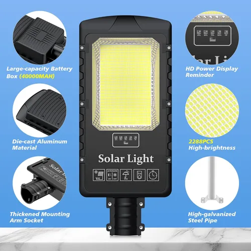 Miniatura 7 de OKPRO 20000 W grandes luces solares al aire libre impermeables, IP66 7000K 320 ° gran angular resistente 40000 mAh del atardecer al amanecer luces