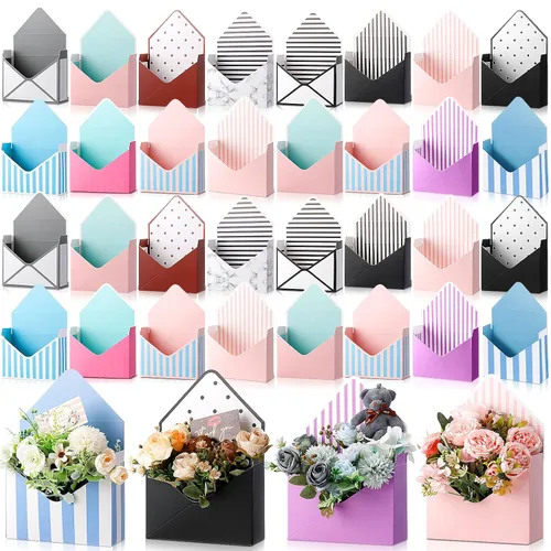 Miniatura 8 de Geyee 16 cajas de sobres para ramo de floristería del día de la madre, cajas de papel de regalo, cajas de papel de regalo, caja sobre de regalo
