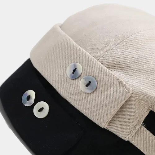 Miniatura 4 de Sombrero unisex de algodón elegante sin ala con hebilla ajustable Sailor Hip-Hop sin ala Skullcaps