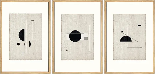 Miniatura 437 de SIGNWIN Lienzo enmarcado para pared, arte con pinceladas de flujo neutro en tonos beige abstractos, ilustraciones, arte moderno, decorativo