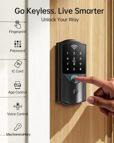 Miniatura 4 de Cerradura Inteligente WiFi para Puerta Principal – Cerrojo Electrónico de Entrada sin Llave Firstriver con Huella Dactilar Biométrica y Teclado
