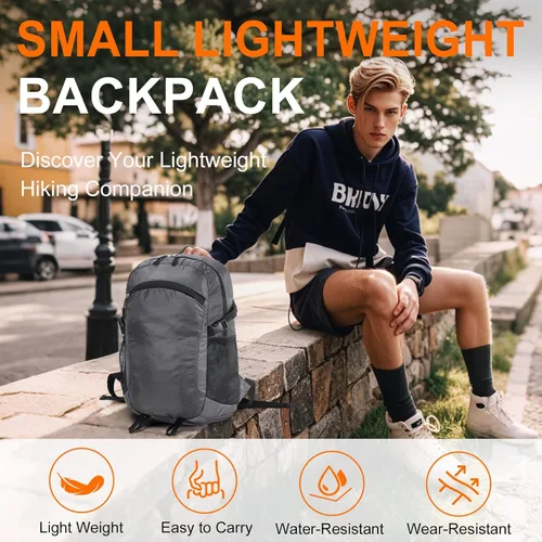 Miniatura 2 de Mochila pequeña de senderismo 15L, ligera, plegable, resistente al agua, mochila de viaje para camping, mochilas plegables para mujeres y hombres