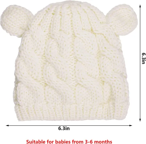 Miniatura 2 de Juego de 2 gorros de invierno para recién nacidos, guantes para bebés, niñas y niños pequeños, cálidos sombreros de punto, guantes de otoño