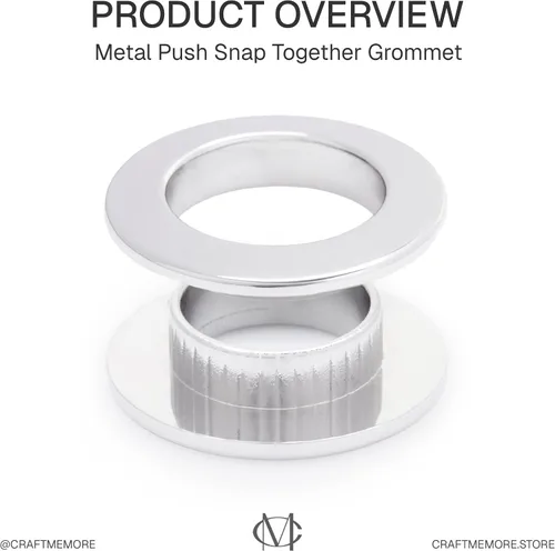 Miniatura 4 de CRAFTMEMORE Anillos de metal a presión con ojales de superficie plana, anillos tóricos para bolso, fácil instalación, paquete de 4 (0.433 in