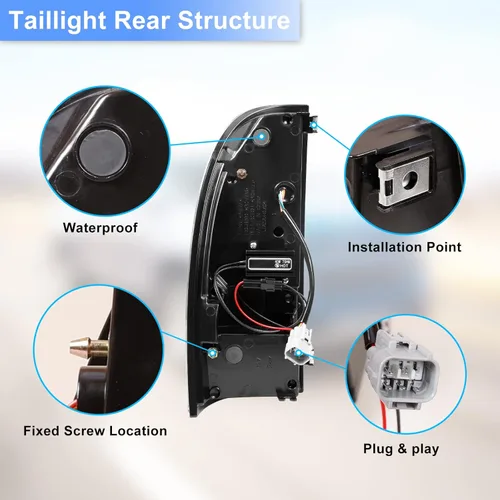 Miniatura 7 de ROXX Conjunto de lámpara de luz trasera LED para Toyota Tacoma 2005-2015, par de luces traseras LED de freno con señal de giro secuencial, carcasa