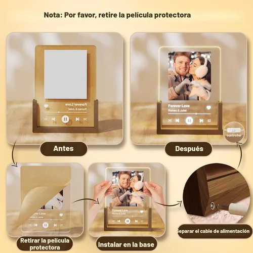 Miniatura 5 de LUCKOR - Placa decorativa con temática de Spotify, regalos personalizados para él y ella, portarretratos para novio, novia, parejas, esposa