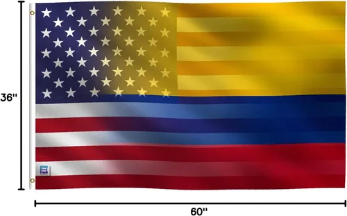 Miniatura 8 de Bandera híbrida colombiana americana de 3 x 5 pies: pancarta 100% poliéster, ojales de latón y cabecera de lona fuerte, para uso en exteriores