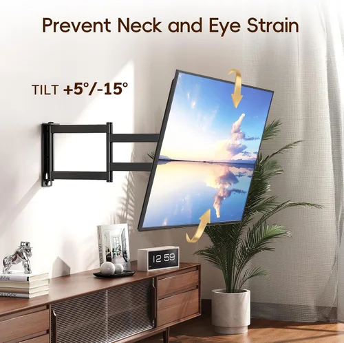 Miniatura 5 de Soporte de pared para TV de brazo largo para televisores de 26 a 65 pulgadas, soporte de pared giratorio de movimiento completo, extensión larga