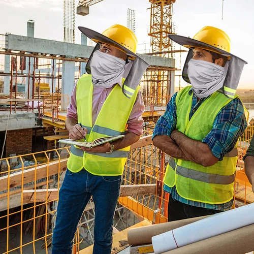 Miniatura 7 de Parasol de sombrero duro con visera de ala completa, protege tu cuello del sol, accesorios de construcción para hombres para sombreros duros, Gris