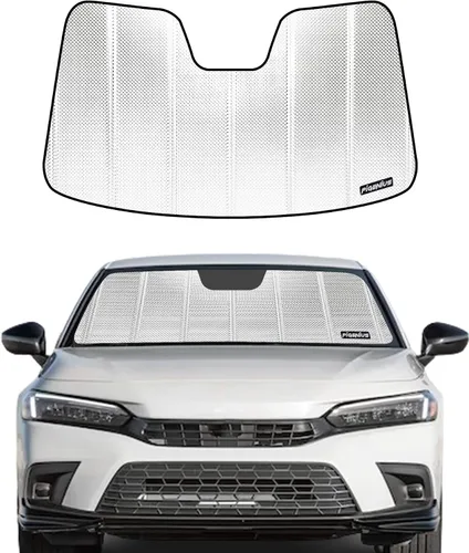 Parasol para parabrisas Pigenius para Honda Civic 2022-2025. Parasol para ventana delantera con bolsa de almacenamiento B Plata brillante clásica