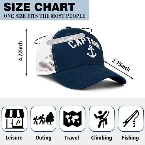 Miniatura 4 de singwe Sombrero de capitán para exteriores, sombrero de caza, sombrero de pie grande, gorra de béisbol de montaña, sombrero de camionero de vela