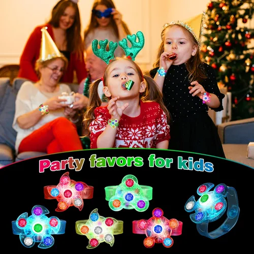 Miniatura 3 de BSTDECOR Paquete de 14 Pulseras Giratorias Fidget con Luz LED, Brillan en la Oscuridad, Recuerdos de Fiesta para Niños de 4-8 y 8-12, Regalos