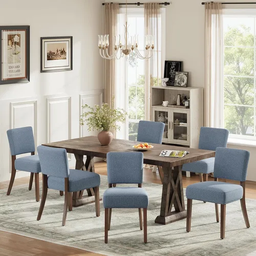 Miniatura 15 de MALOL Juego de 2 sillas de comedor tapizadas, sillas de cocina de tela moderna con respaldo, patas de madera para cocina, comedor, restaurante, beige