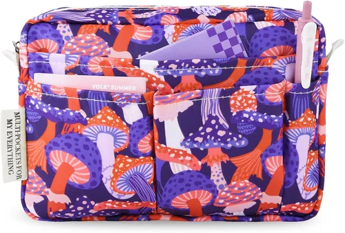 Miniatura 7 de qianshan Organizador de Portafolio con Múltiples Bolsillos, Bolsa de Cosméticos Impermeable con Cremallera de Viaje, Bolsa de Almacenamiento