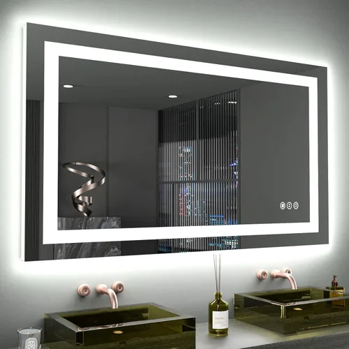 Miniatura 45 de LOAAO Espejo de Baño LED de 40"X32" con Luces, Antivaho, Regulable, Retroiluminación RGB + Iluminación Frontal, Espejo de Tocador de Baño