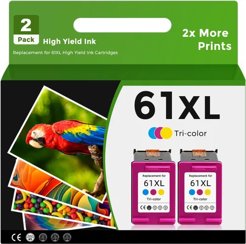Relcolor Cartucho de tinta remanufacturado de repuesto para HP Ink 61 (Color 2 unidades) para HP 61 XL Tricolor Combo para HP61 HP61XL 5530 4500