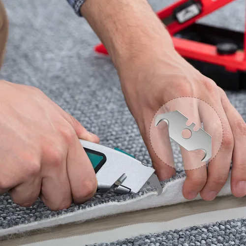 Miniatura 6 de Mudder Cuchillas de gancho de utilidad Cuchillas de afeitar de gancho de acero para techos y alfombras con caja de plástico(30)