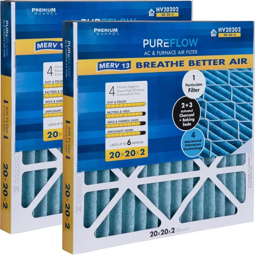 Miniatura 26 de PureFlow - Filtro de aire para horno doméstico de 12 x 12 x 1, con 4 capas de tecnología de filtración avanzada, MERV-13 paquete de 2