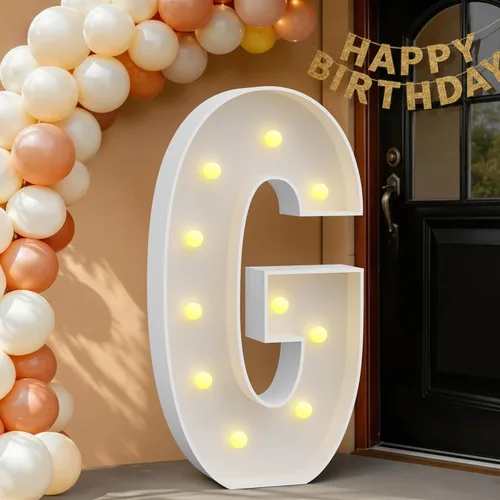Miniatura 58 de IMPRSV Letras de mosaico iluminadas de marquesina, 4 pies para globos y fiestas, decoración de kit de arco