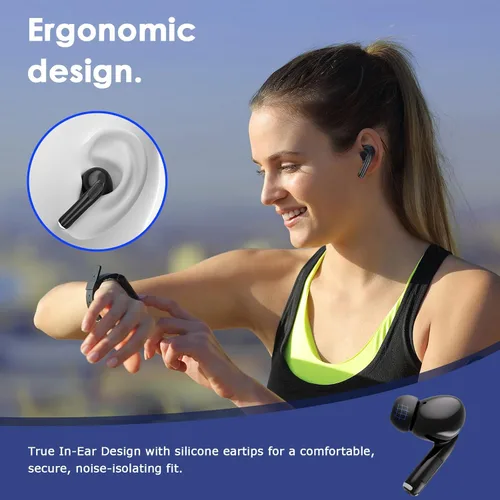 Miniatura 8 de Auriculares inalámbricos, auriculares Bluetooth 5.3 con reducción de ruido ENC/ANC, pantalla LED de potencia, control táctil, resistentes al agua