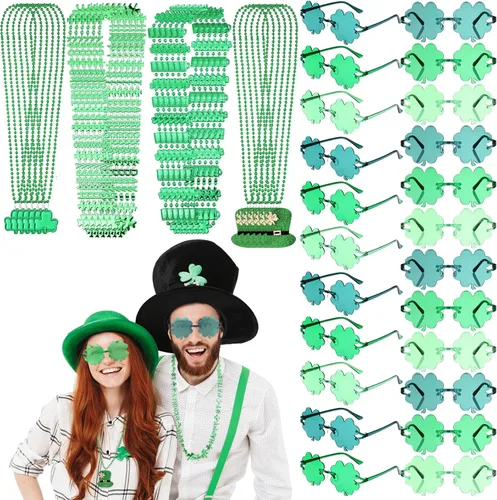 Miniatura 7 de Ferreve 48 piezas de accesorios de fiesta del 4 de julio, incluye 24 collares de cuentas patrióticas, 24 lentes de sol de corazón, gafas redondas