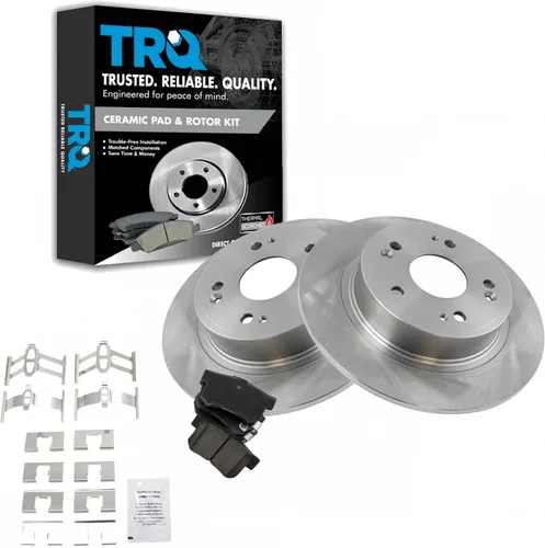 Miniatura 114 de TRQ Kit de rotor de freno trasero y pastillas de cerámica Posi premium compatible con camioneta Chevy GMC
