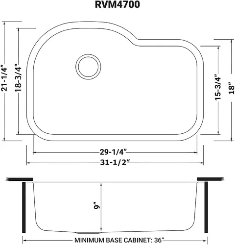 Miniatura 8 de Ruvati RVM4700 Fregadero de Cocina Bajo Encimera de 31.5 Pulgadas - Fregadero de Cocina de Acero Inoxidable Calibre 16 de Un Solo Seno con Acabado