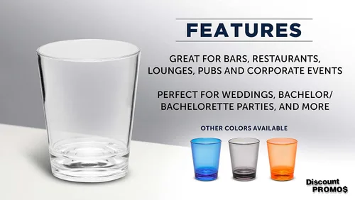 Miniatura 2 de DISCOUNT PROMOS Vasos de chupito de plástico translúcido de 1.5 onzas, juego de 10, paquete a granel, acrílico, ideal para bodas, fiestas