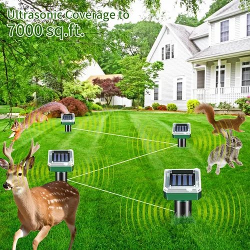 Miniatura 4 de Repelente vibratorio de suelo alimentado por energía solar: mantén a ratas, serpientes, conejos y erizos lejos de tu jardín, césped, patio, granja