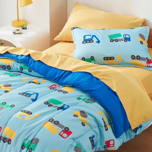 Miniatura 2 de SLEEP ZONE - Juego de edredón de 5 piezas tamaño Individual para niños, estampado suave, con edredón, sábanas y fundas para cojín y almohada, diseño