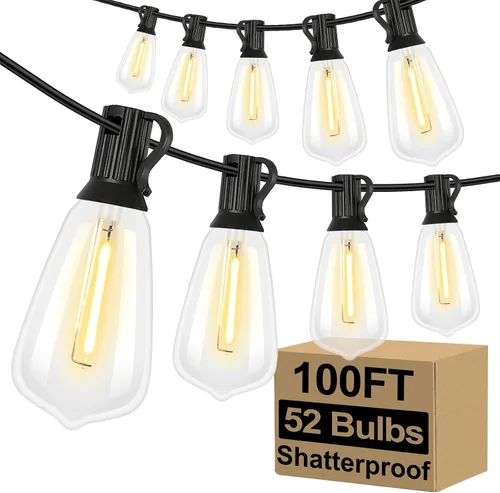 Miniatura 18 de Brightever Luces de Cadena para Exteriores de 25 Pies, Luces de Patio ST38 con 13 Bombillas Edison, Luces Colgantes Impermeables Conectables